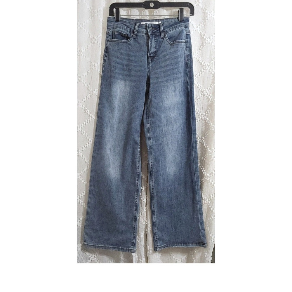 Bleu Womens High Rise Wide Leg Jeans Medium Wash Size 26 Classic 5-Pocket Denim